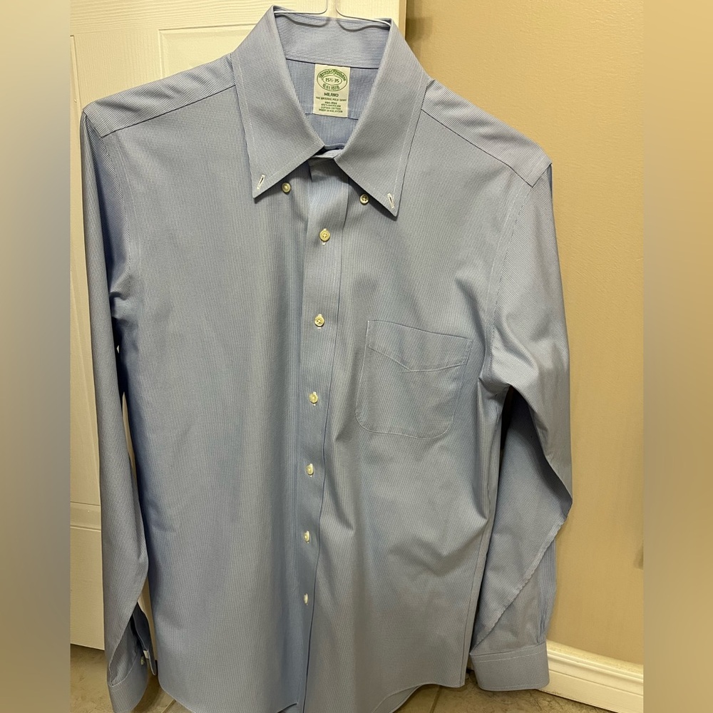 Brooks Brothers Milano Blue Button Down Dress Shirt